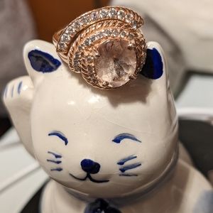 Morganite wedding set 14 k rose gold with diamonds